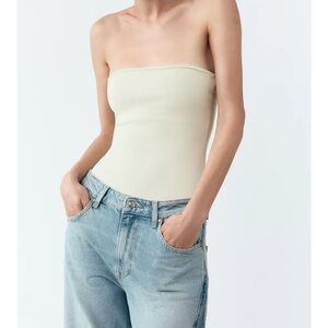 Zara Cream Strapless Fitted Bodysuit